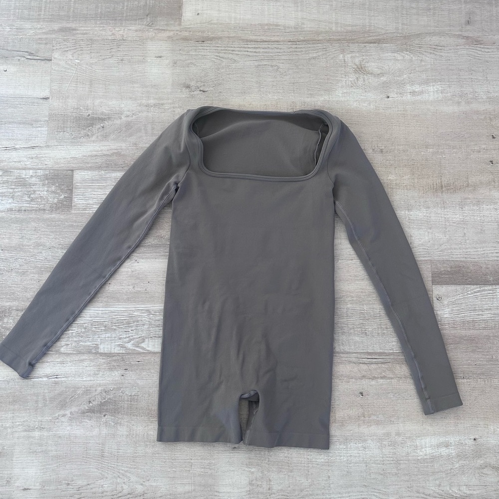 Brown/Tan jumpsuit with square neck